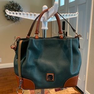 Dooney & Bourke Hunter Green Pebble Leather Satchel/Shoulder Bag